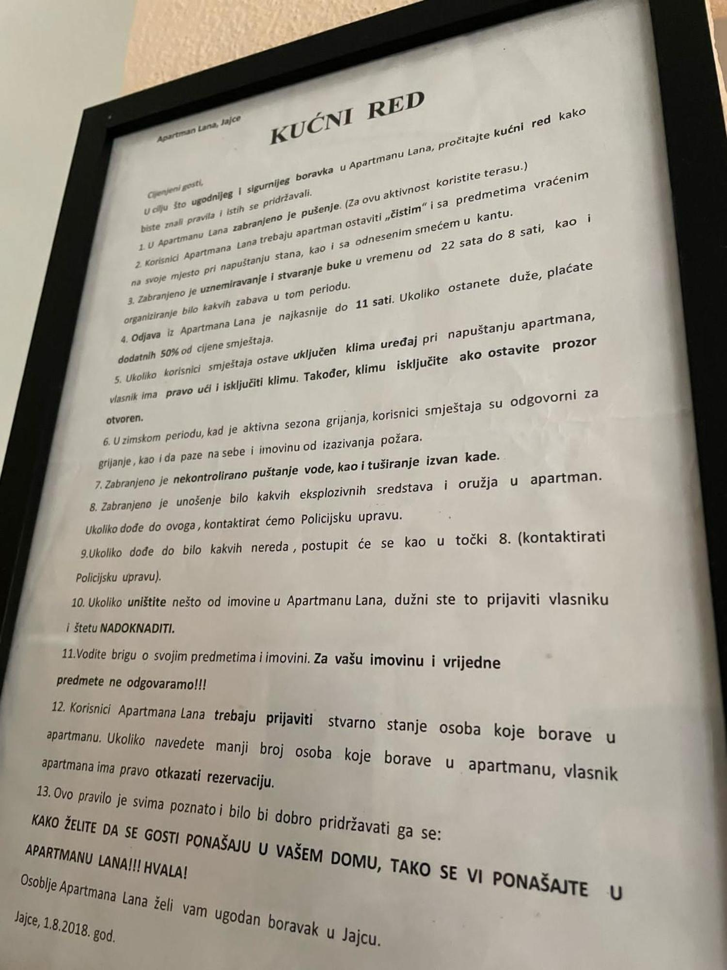 Apartman Lana Jajca Kültér fotó
